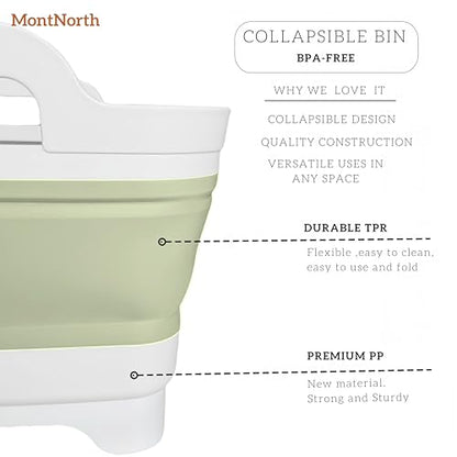 Collapsible Wash Basin 9L, Foldable Dish Tub with Drain Plug, Portable Collapsible Dish Basin, Camping Sink for Washing Dishes, Laundry & Kitchen Use (Green) - color: Green - Set of 1
