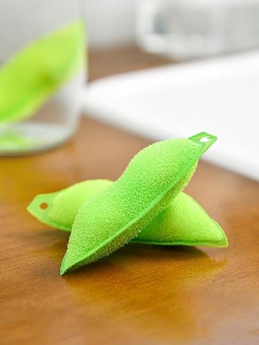 Bottle Cleaning Sponge, Beans-Shaped,Reuseable Bottle Cleaning Sponge,Heat Resistance Bottle Sponge for Internal Cleaning of Small Mouth(Green+Yellow) - color: Green+yellow