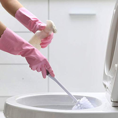 HSL Latex-Free Cleaning Gloves, Cotton Flocked Liner, 2 Pairs, Medium - color: Blue+pink, size: Medium (Pack of 2)
