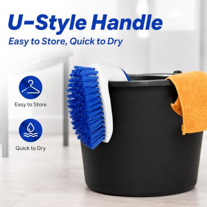 2 Pack Scrub Brushes, Cleaning Brush with Stiff Bristles, Handheld Scrubber for Bathroom, Shower, Tile, Carpet, Bathtub & Floor