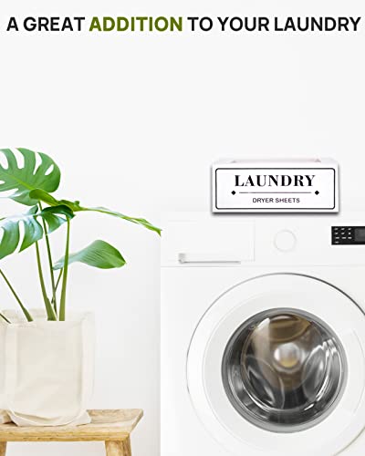 Dryer Sheet Holder Dispenser Container, Space Saving Laundry Room Organization and Storage, Farmhouse Decor, Fabric Softener Dispenser Containers, White - color: White