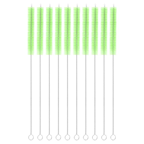 uxcell 10Pcs Drinking Straw Cleaning Brushes, 10" x 3/8" Nylon Bristles Long Straw Brush Pipe Cleaner for Washing Straws Pot Spout, Sippy Cup, Bottle and Tube (Green) - color: Green, size: 10" x 3/8"