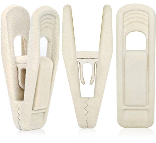 TOFIIGREM Beige Velvet Hangers Clips (80-Pack), Non-Slip Strong Velvet Clips for Velvet Skirt Hangers, Velvet Pants Hanger Velvet Clips Fit for Thin Velvet Clothes Suit Hangers - color: Beige, size: 80pc