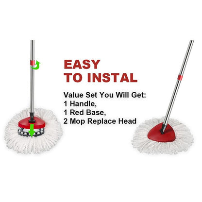 Spin Mop Replacement Set Compatible with OCedar EasyWring 1-Tank - color: White (1-tank System)