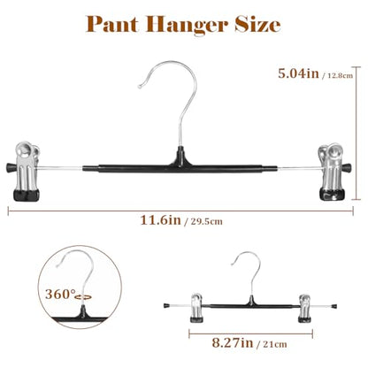 Pants Hangers with Clips, 20 Pack 11.6 inch Heavy Duty Metal Hangers, Adjustable Skirt Hangers for Women, Space Saving Non-Slip for Pants,Socks,Jeans and Skirts - size: 20 Pack