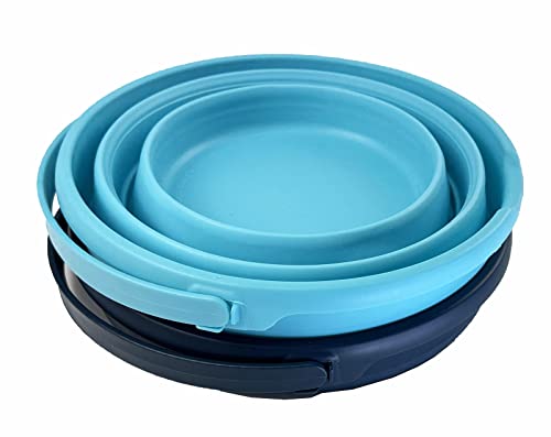 SAMMART 10L (2.6 Gallon) Collapsible Plastic Bucket - Foldable Round Tub - Portable Fishing Water Pail - Space Saving Outdoor Waterpot, Size 33cm Dia (Jade + Leaf Blue (Set of 2)) - color: Jade + Leaf Blue (Set of 2)