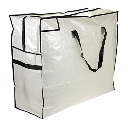 Household Essentials 2622 MightyStor Large Storage Bag with Handles | Clothing and Linen Storage Bag | White Tarp with Black Trim - size: Large