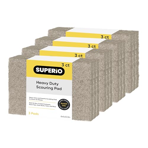 Superio Scouring Pad Pack of 12 - Non-Scratching Natural Sisal Cleaning Scrub Pads, Eco-Friendly Resuable Kitchen Scrubbing Pads - color: Natural, size: 12-pack