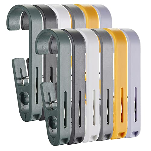 Large Laundry Hook Clothes pins 12pcs Sock Clip Laundry Clips with Springs, Strong Plastic Clothes Drying Line Pegs - color: 6 Colours 12pcs
