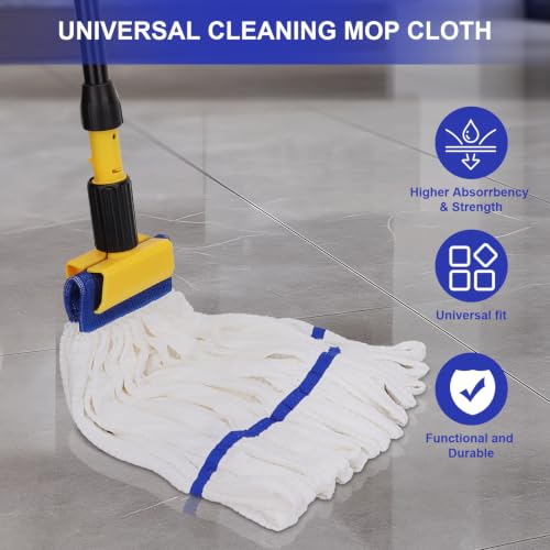 Heavy Duty Commercial Mop Head Replacement Microfiber Tube Mop Heads for Floor Cleaning: 3 Packs Looped End Wet Mop Head Refill for Home Commercial Industrial Use (White) - color: White-3pack