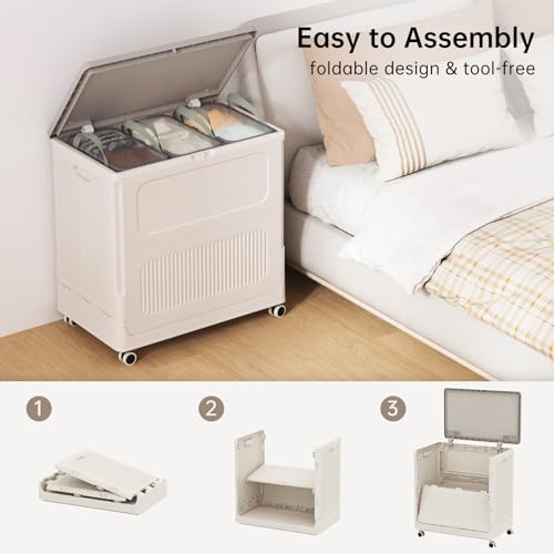 130L Plastic Laundry Hamper with 3 Independent Bags - color: Milky, size: 130L + 3 Bags