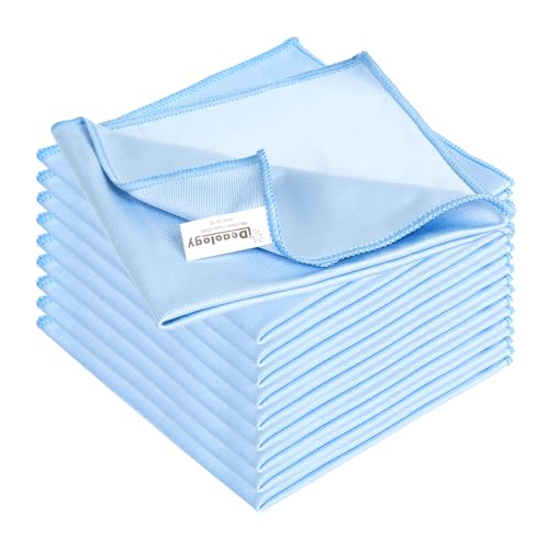 iDeaology 10 Pack XL Streak Free Premium Microfiber Glass Cleaning Cloth, 16 Inch X 16 Inch, Lint Free Quickly Clean TV, Monitor, Window, Glasses, Windshields, Mirrors, Car Windows, Stainless Steel,