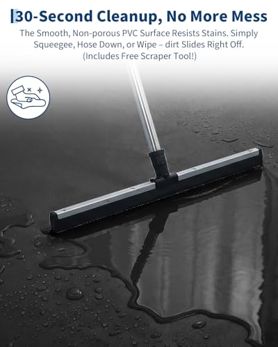 Garage Mat with Raised Edge, 1000D PVC Non-Slip Floor Protector for Cars Trucks SUVs, Snow Melt Containment Tray for Winter, Comes with Squeegee & 8 Attachment Straps, 4 Size Options (7.9x16 to 8.6x22