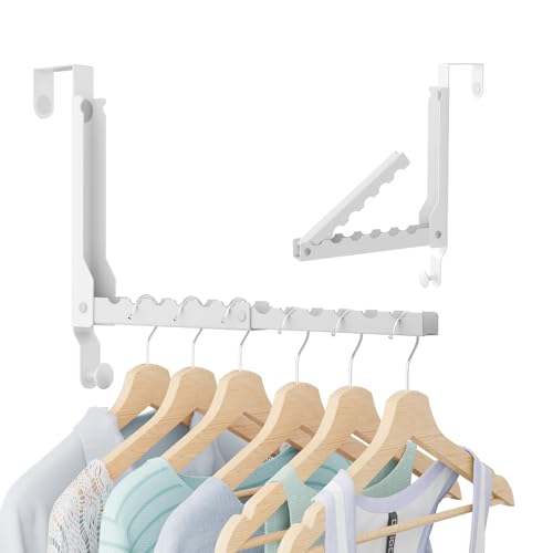 Foldable Over the Door Hooks, Over the Door Hanger for Space Saving - color: White-1(UP)