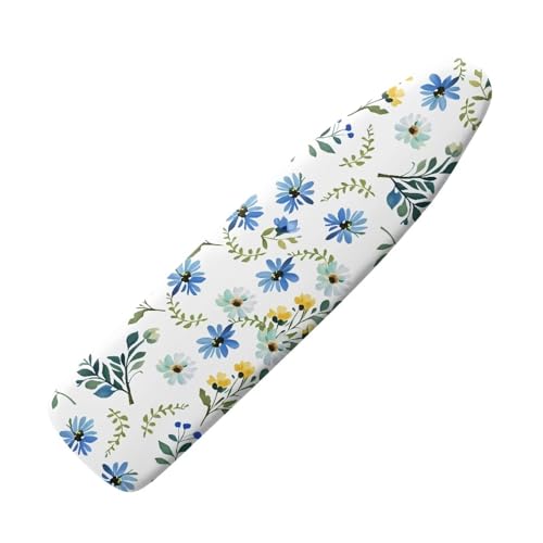 Blue Flower Ironing Board Cover and Pad Standard Size Iron Board Dustproof Covers Ironing Pad Sleeve Table Top Iron Board Cover with Elastic Edge Home Decor for Women Men 15x 54 - color: Blue Flowers