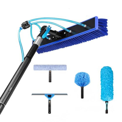 26FT Window Cleaning Brush Kit, 4-26ft Adjustable Water Fed Pole Kit