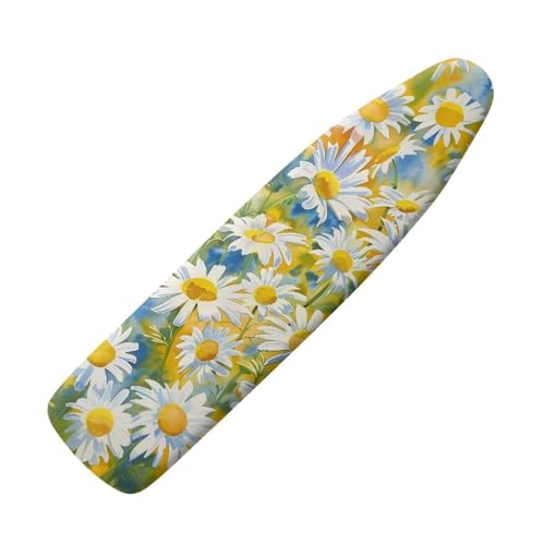 Ironing Board Cover with Elastic Edge Non Stick Daisy Scorch Stain Resistant Cover Iron Pad Covers Standard Boards with Hook and Loop Fastener Strap Decorative Padding - color: Daisy
