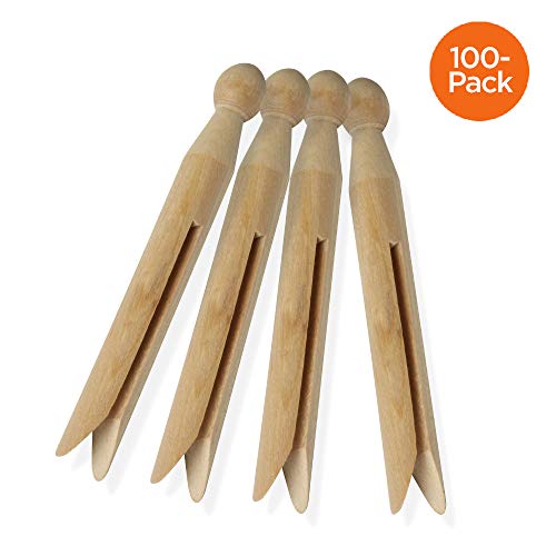 Honey-Can-Do 100 Pack Round Birch Wood Clothespins, Durable Wood Clips For Hanging Clothes, Pins, And Laundry, For Organizing, Drying & Everyday Use, Practical Hanging Solutions, Reliable Wooden Clips - size: 100-Pack