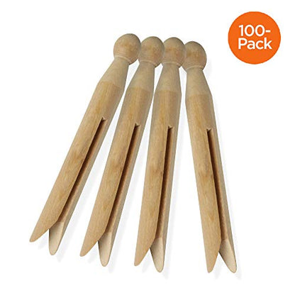 Honey-Can-Do 100 Pack Round Birch Wood Clothespins, Durable Wood Clips For Hanging Clothes, Pins, And Laundry, For Organizing, Drying & Everyday Use, Practical Hanging Solutions, Reliable Wooden Clips - size: 100-Pack