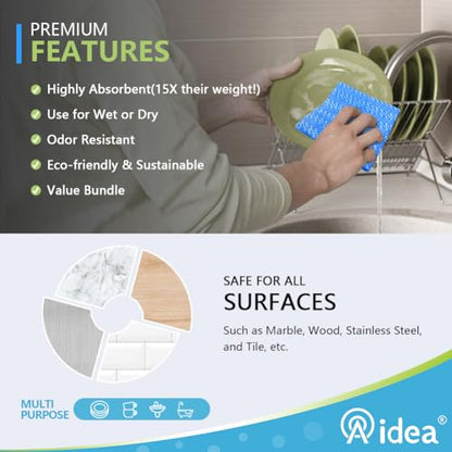 AIDEA Cleaning Wipes, Multi-Purpose Towel Reusable Cleaning Cloths-80Ct(1 Pack), Domestic Wipes, Dish Cloths-(12''x24'') - color: Blue, size: 80 Count (Pack of 1)