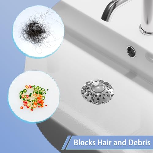 Bathtub Drain Stopper, Tub Stopper with Bathtub Drain Hair Catcher, Universal 2 in 1 Bathroom Sink Stopper for 1.26-1.6 Inch Drain Holes