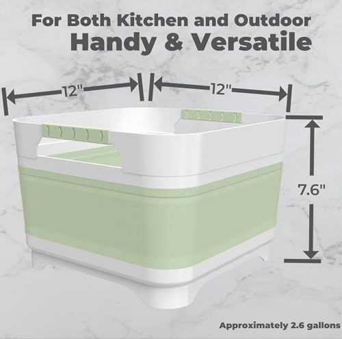 GIMWA 2.6 Gal Collapsible Baby Bottle Wash Basin with Drain Plug - color: Green