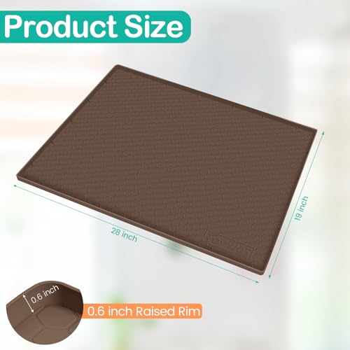 Silicone Under Sink Mat, 28"x19", Waterproof Cabinet Liner, Brown - color: Brown, size: 19"W x 28"L