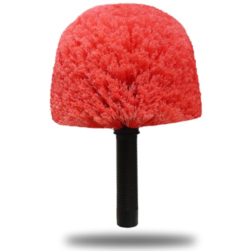 Twist-On Cobweb Duster Head Brush - Indoor & Outdoor Spider Web Cleaning Solution - Fits Standard Acme Threaded Poles - Durable & Versatile Spider Web Corner Cleaner Duster Brush Head Only - Red