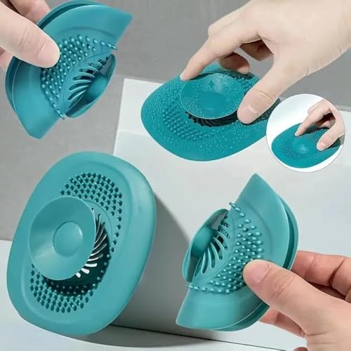 Silicone Sink Drain Hair Catcher, Anti-Clog Strainer for Bath & Kitchen - color: Green