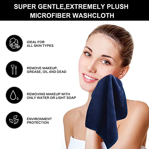 SINLAND Microfiber Facial Cloths Fast Drying Washcloth 12inch x 12inch (Pack of 2, Navy Blue) - color: Navy Blue, size: 1 Count (Pack of 2)
