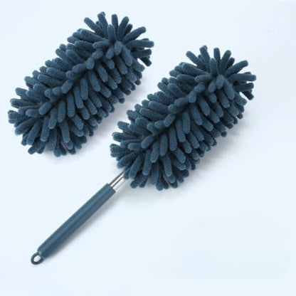 Telescopic Microfiber Duster with Extendable Pole (12 to 31.5 Inch), Washable Dusting Wand for Cleaning Home Furniture, Car Interior, Blinds and Ceiling Fans, Blue