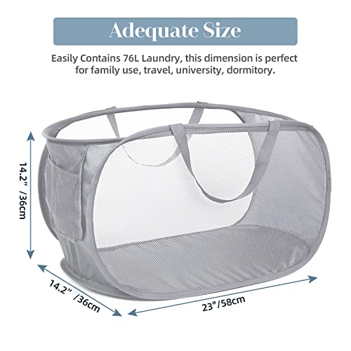 6 Pcs Durable Collapsible Laundry Baskets, Foldable Laundry Basket Large Opening, Pop Up Laundry Hamper with Pocket, Clothes Hamper with Handles for Laundry, Bathroom, Kids Room, Dorm or Trave - color: 6 x Gray+Black+Navy+Green+Beige+White