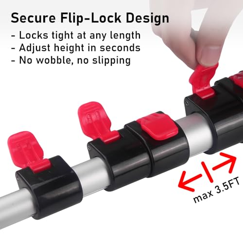24FT Telescoping Extension Pole - Adjustable Aluminum Paint Roller Pole with 3/4" Universal Threaded Tip - Flip-Lock Extendable Pole for Window Roof Pool Cleaning - size: 24FT