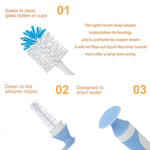 Chemimoso Baby Bottle Brush, Water Bottle Brush Cleaner, Cup Brush - color: Grey 2