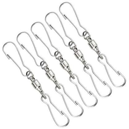 30 Pack Swivel Dual Clips, 2.76" Length Smooth Spinning Dual Clip Spiral Wind Spinner Hangers Twist Hanging Hooks for Windsocks, Plant, Flower, Bird Feeder, Kites, Lights, Flags, Lanterns, Party