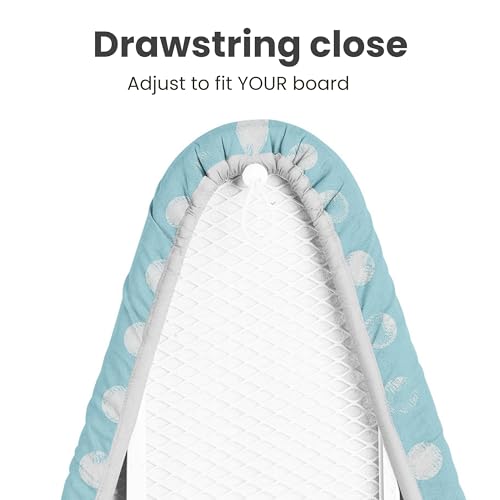Love Sew Wool Reversible Fitted Ironing Board Cover - 2 in 1 - One Side Wool One Side Cotton (Fits 54" x 18" Standard Ironing Boards) (Aqua Blue)