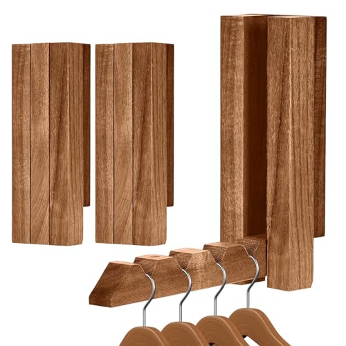 2 Pack Clothes Drying Rack Wall Mounted,Space Saver Wood Wall Mounted Folding Clothes Hanger Rack for Laundry Room,Bathrooms,Closet Storage Organization,Easy to Install - color: Brown