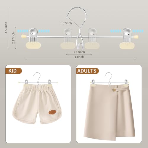 HUADYMEET 14 Inch Space Saving Pant Skirt Hangers with Clips,Beige,20 Pack - color: Beige