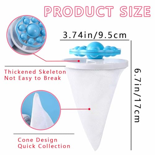 6 PCS Hair Filter Bag Floating Lint Catcher for Washing Machine Pet Hair Catcher Spherical Shape Lint Trap Cleaning Tool Reusable Washing Hair Filter Cleaning Mesh Bag Dog Cat Hair Remover for Laundry