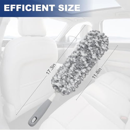 18" Car Duster Multi-Purpose Microfiber Duster with Detachable & Washable Head, for Car Interiors, Electronic Products, Furniture, Windows, and Delicate Surfaces