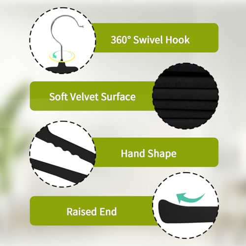ManGotree Non Slip Velvet Pants Hangers Felt Jean Hangers 48 Pack Black - color: Black, size: 48 Pack