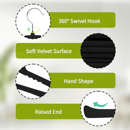 ManGotree Non Slip Velvet Pants Hangers Felt Jean Hangers 48 Pack Black - color: Black, size: 48 Pack