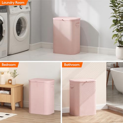 Lifewit 85L Large Laundry Hamper with Lid, Removable Inner Bag, Pink - color: Pink, size: 85L