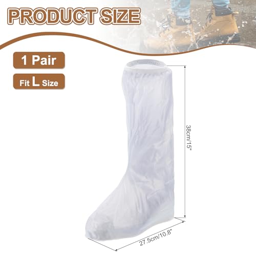 HARFINGTON Waterproof Shoes Cover L (US 13) Non-Slip Overshoes with Zipper - color: White, size: L (US 6)