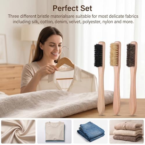 Gjinxi 3pcs Wood Laundry Stain Brush Set Tough Stain Remover
