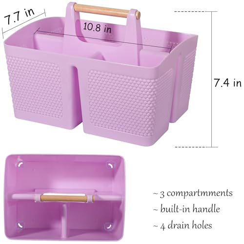 Plastic Shower Caddy, Portable Shower Basket with Handle, Light Purple - color: Light Purple