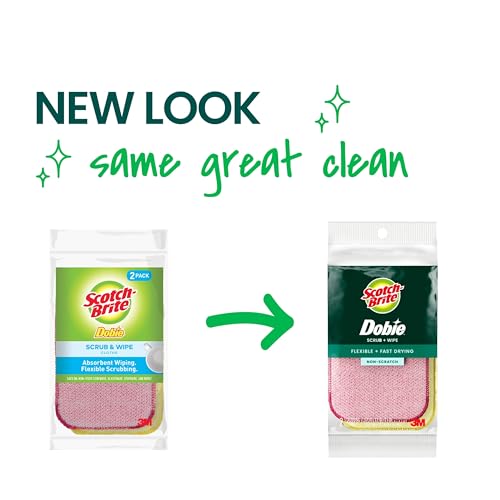 Scotch-Brite Dobie Scrub & Wipe Cloths,Non-Scratch Scrubbing, 2 Pack - size: 1 Count (Pack of 1)