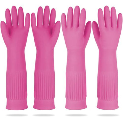 Mamison Rubber Dishwashing Gloves, Non-Slip Kitchen, Pink XL, 2 Pairs - color: Pink, size: XL (Pack of 2)