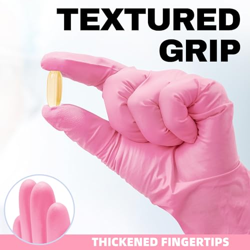 BEASTEK Medical Nitrile Exam Gloves Disposable Powder-Free, 4 Mil 100 Count - color: Large (Rose Quartz)