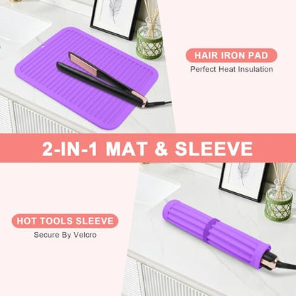 Silicone Heat Resistant Mat for Hair Tools, Oversize, Purple - color: Purple